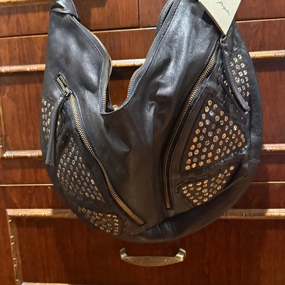 Free people Black Studded Leather Shoulder Bag NWT’s - Picture 12 of 12